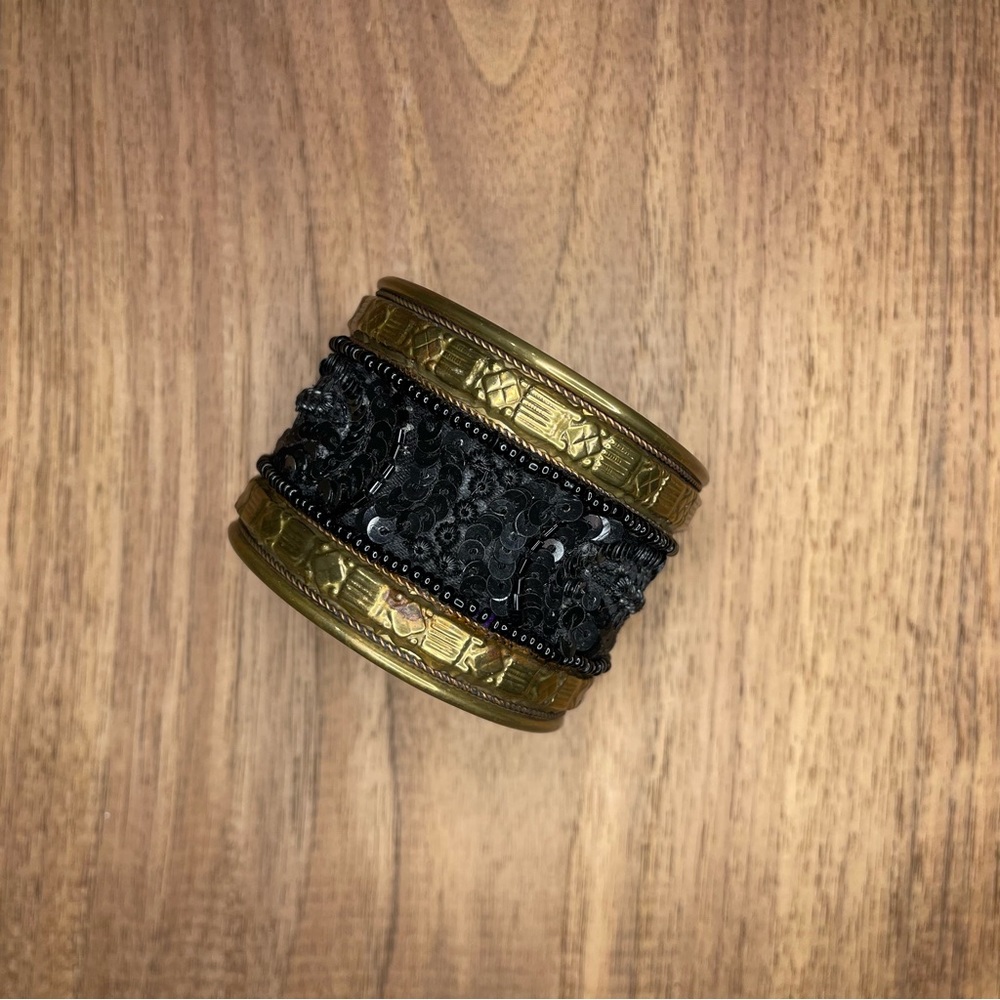 Vintage Bronze Bangle with Sequin Detail